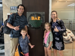 Dana and Noa and Kids in front of the Philippines Dept. of Agricultural Reform Office